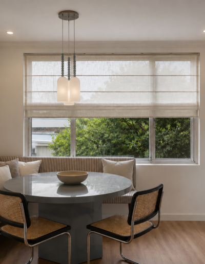Roman blinds in a breakfast nook
